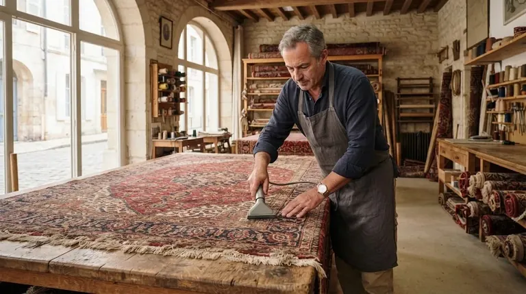Illustration d’un lavage de tapis avec un extracteur manuel